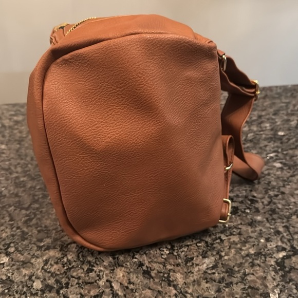 Steve Madden brown pebbled soft vegan leather backpack bag EUC - Picture 6 of 16